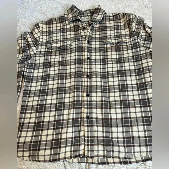 Jachs Flannel Button Up Shirt Men's Grey & Brown  Plaid Outdoors - Picture 5 of 8